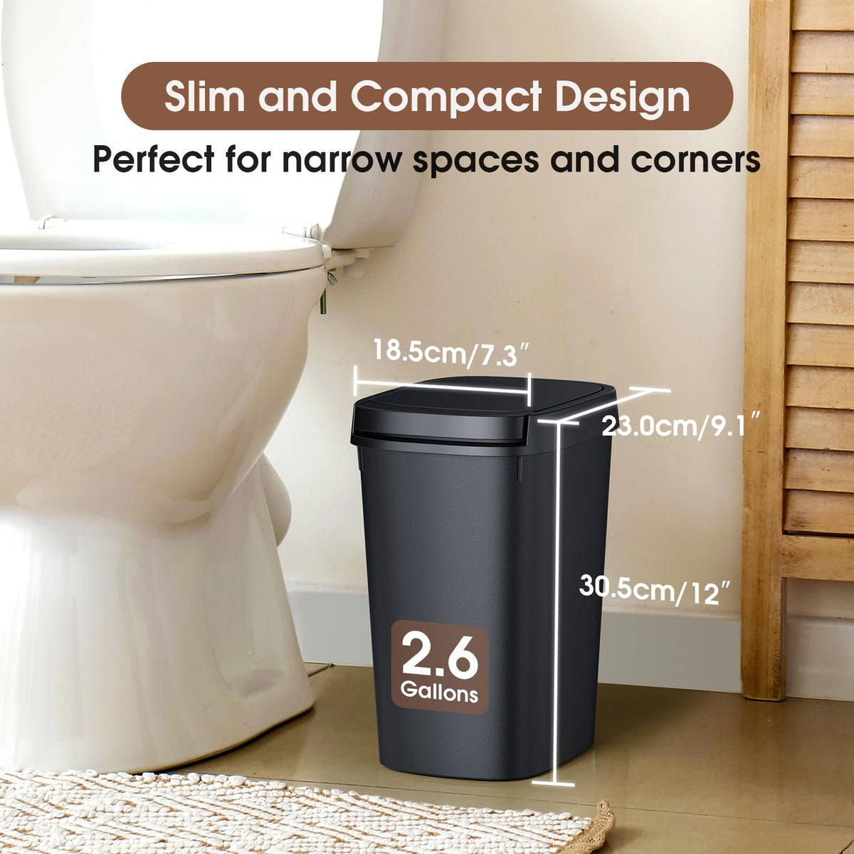 CEROELDA 10L trash can under sink fits narrow cabinetry, clean look