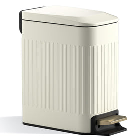 CEROELDA 6L slim trash can with soft-close lid in beige, ideal for quiet spaces.
