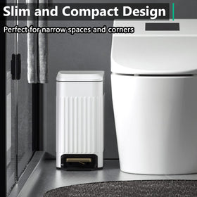 CEROELDA compact rectangle trash bin with metal pedal for hands-free use.