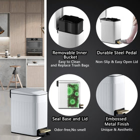 CEROELDA durable pedal trash can with non-slip base for stability.