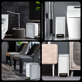 CEROELDA narrow metal wastebasket ideal for corners and small spaces.