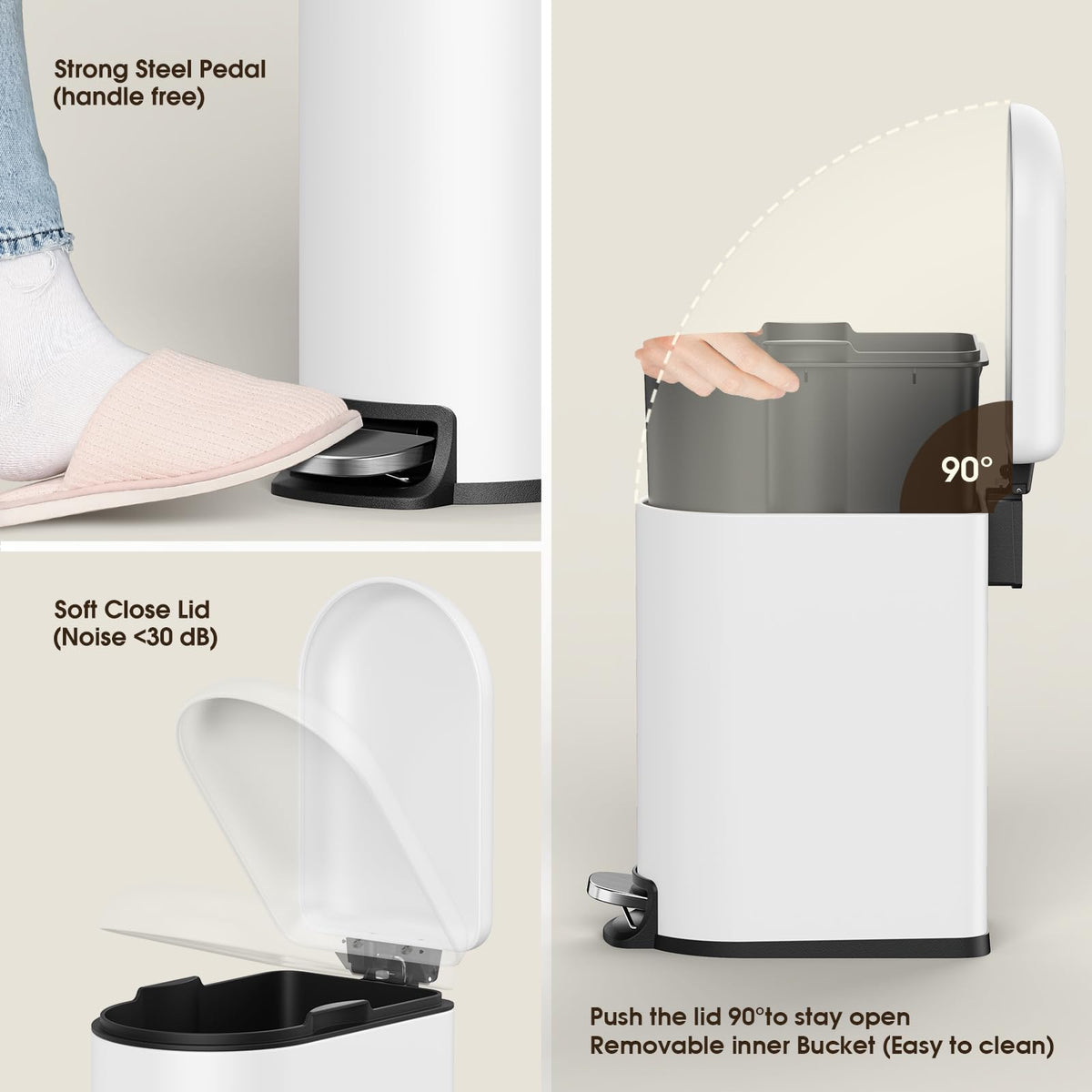 CEROELDA removable inner bucket, making trash disposal quick and easy.