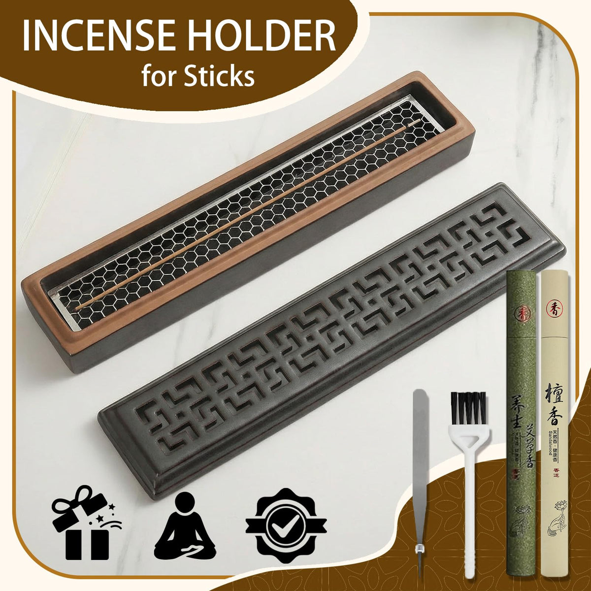 CEREMONY openwork ceramic holder complements any room decor.