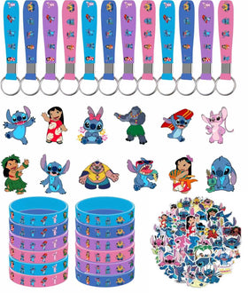 Cerfioo 86pcs cartoon birthday bracelets for vibrant party styling and wearable fun.