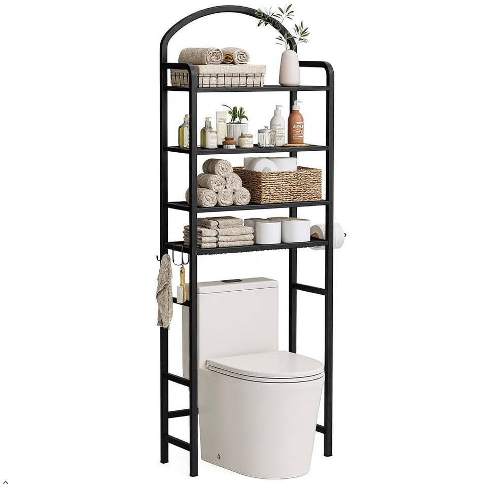 Cerlyunzan 4-Tier Over-Toilet Storage organizes towels and toiletries neatly