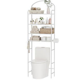 Cerlyunzan 4-tier over-the-toilet storage keeps towels neatly within reach.