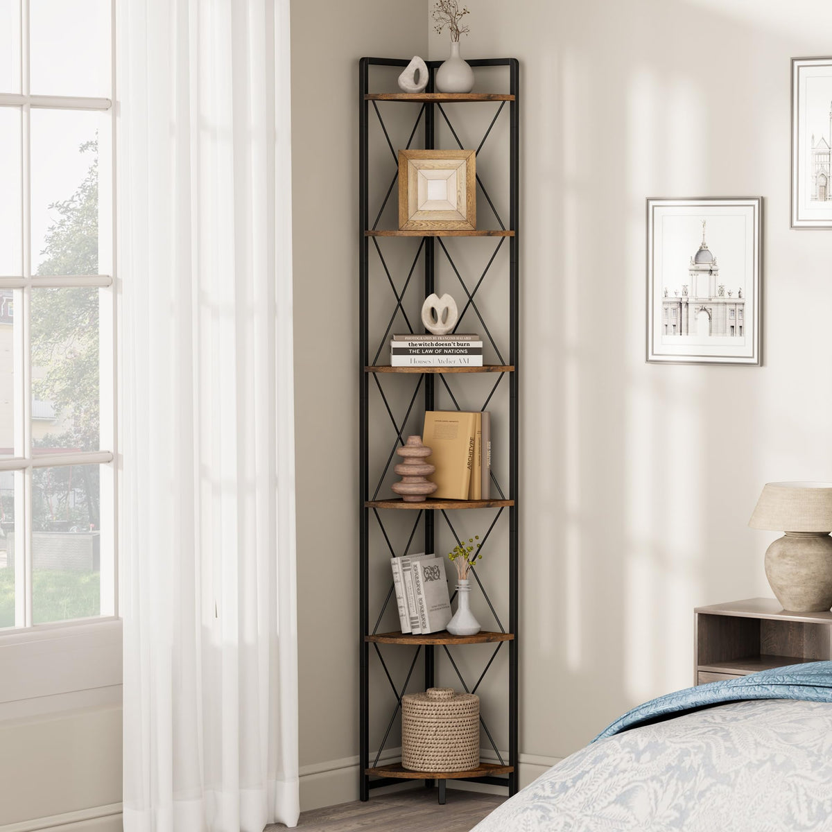 Cerlyunzan book-display shelf living room supports books and photos with stable design.