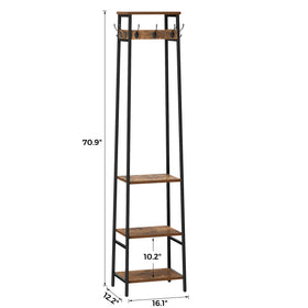 Cerlyun coat rack rustic brown shelves add warmth.