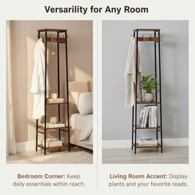 Cerlyun freestanding hall tree in an entryway saves space.