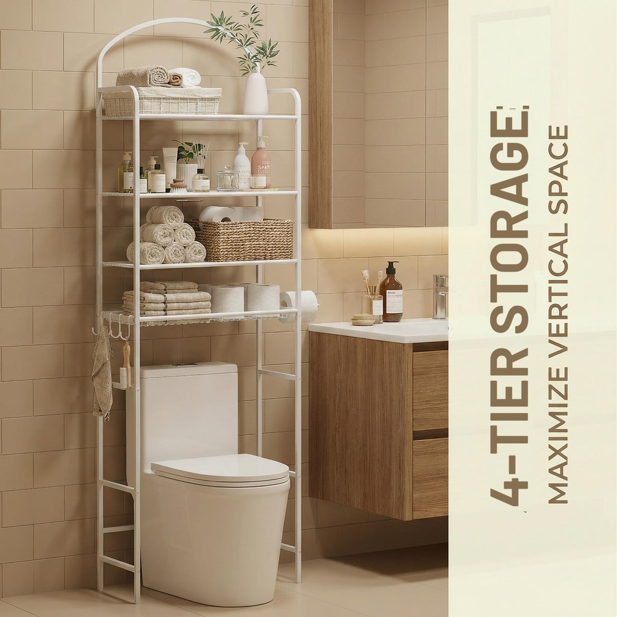 Cerlyunzan integrated paper holder keeps toilet paper tidy and accessible.