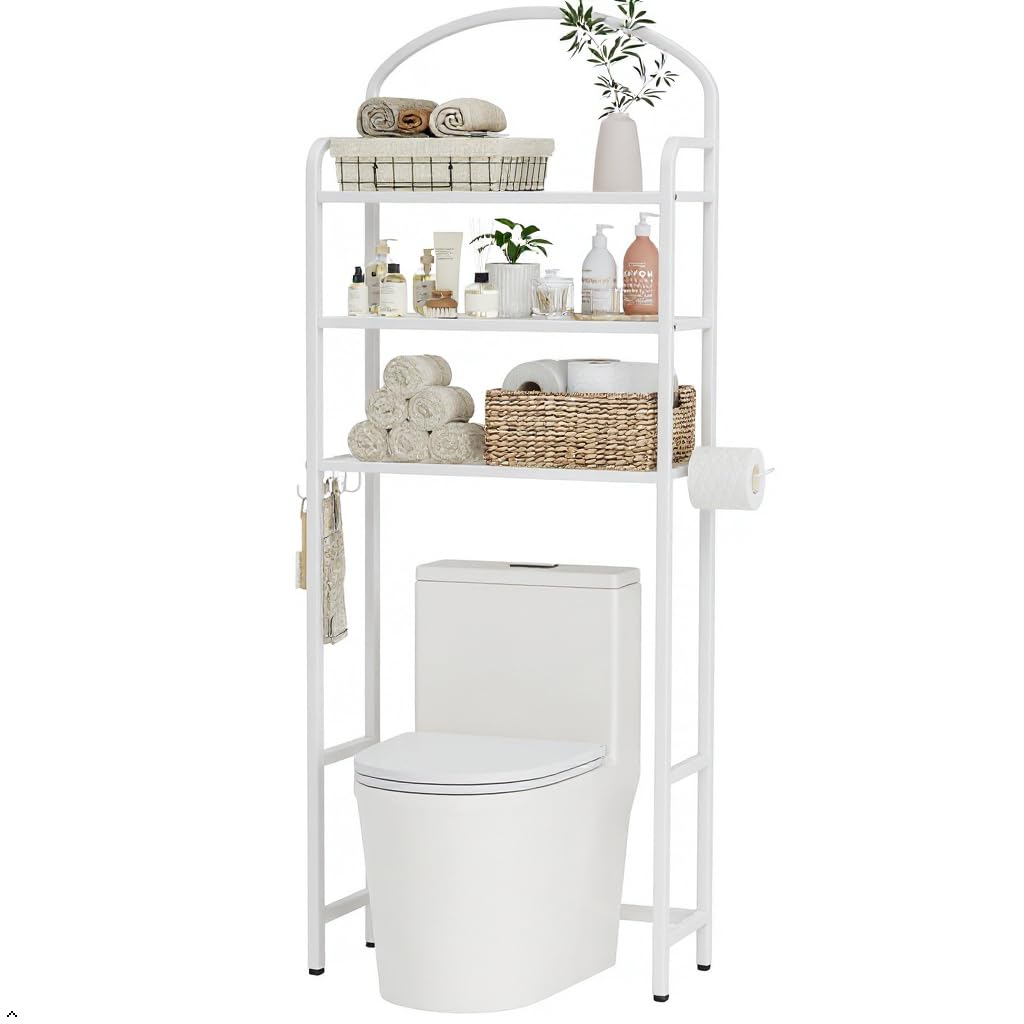 Cerlyunzan over-the-toilet storage rack for clutter-free bathroom organization.