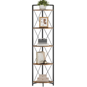 Cerlyunzan room-view corner shelf brightens living spaces with ample display options.