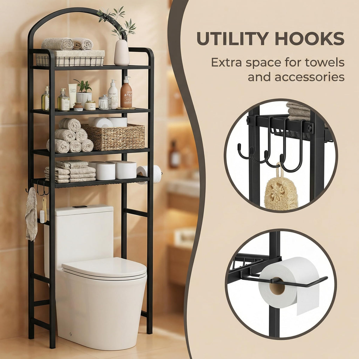 Cerlyunzan space-saving bathroom rack fits small baths and expands storage