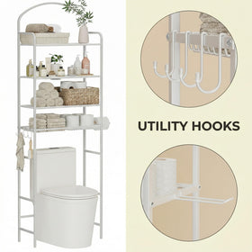 Cerlyunzan toilet storage hooks provide space for robes and loofahs.