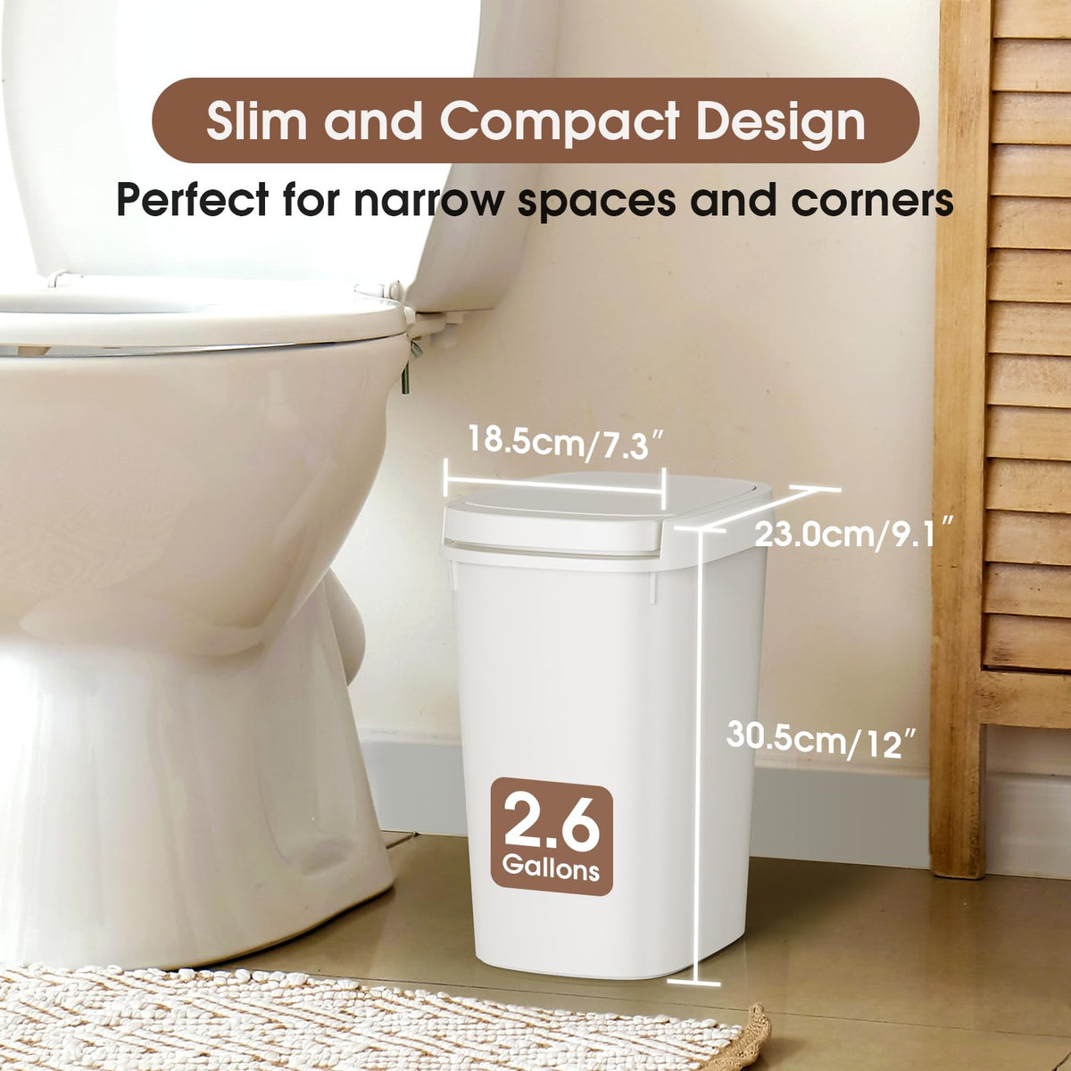 CEROELDA 3 Pack ABS material durable trash bin resists cracking.
