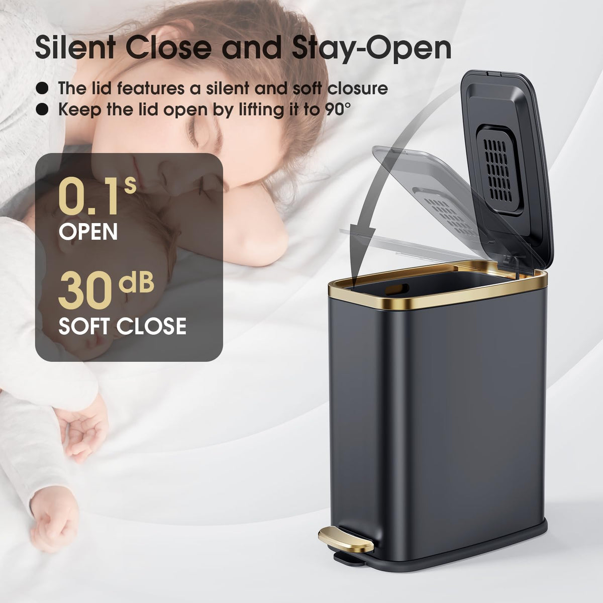 CEROELDA durable metal pedal offers hands-free operation with low effort.