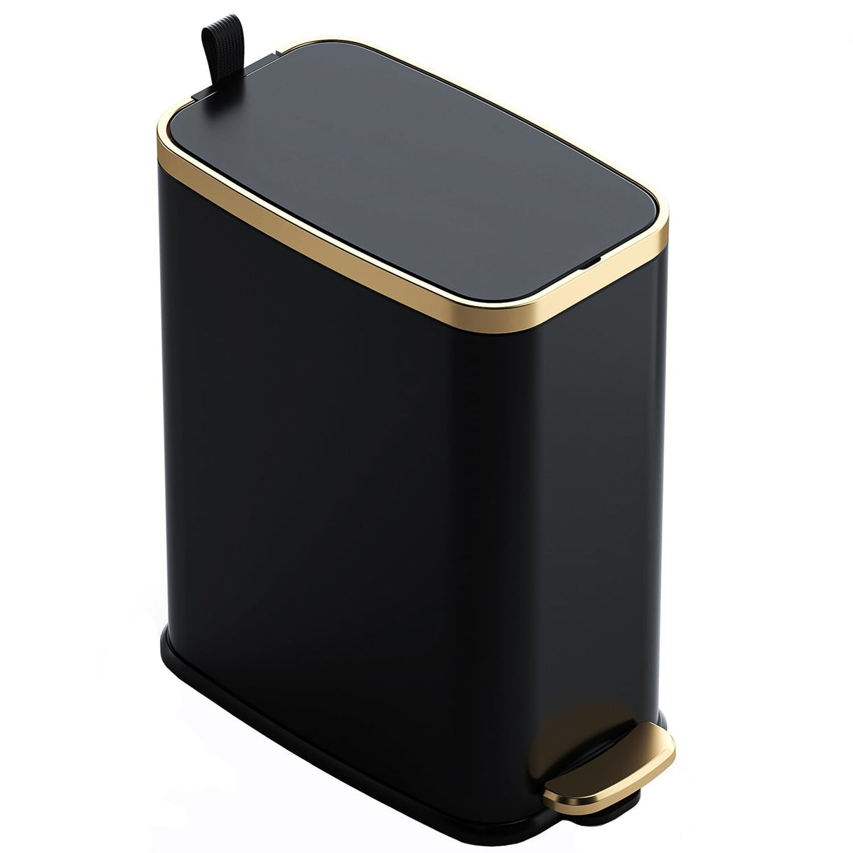 CEROELDA small trash can with soft-close lid in black for bathroom use.