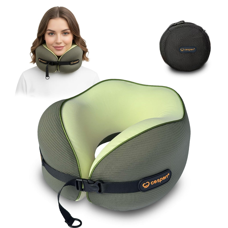 Cesperi travel neck pillow avocado green compact: ideal for petite neck comfort on the go.