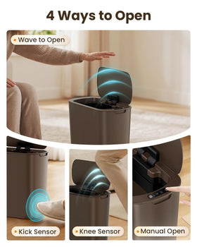 Cesun 5-gallon trash can fits neatly beside a bathroom vanity or desk.