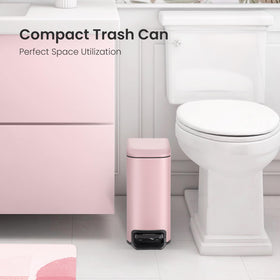 Cesun 6-liter pink stainless steel trash bin with removable inner bucket for easy disposal.