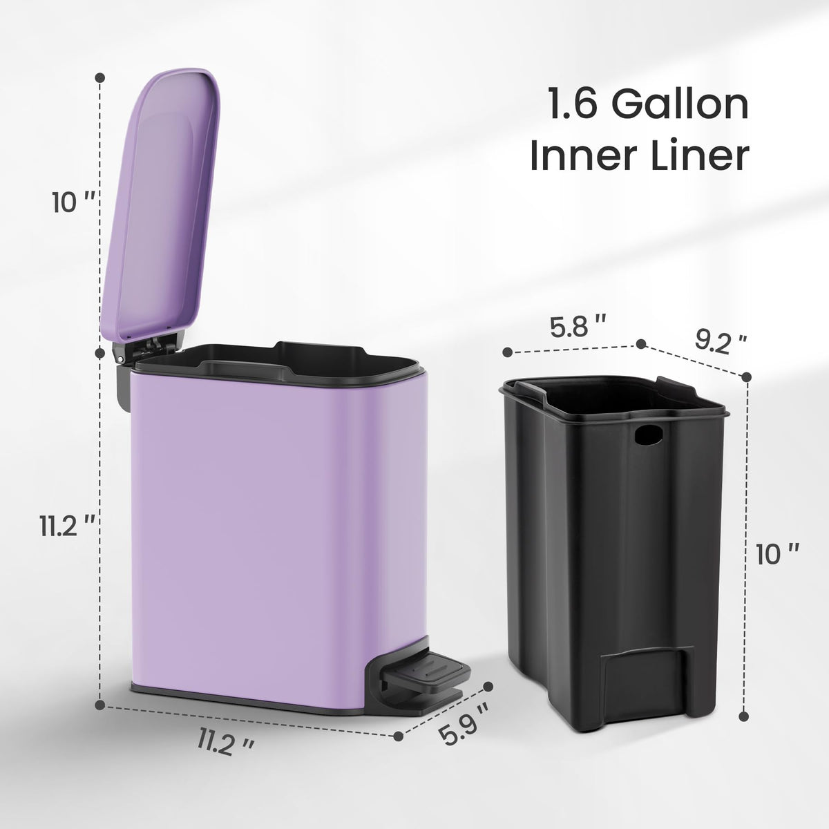 Cesun 6L lid stay-open feature for longer disposal tasks.