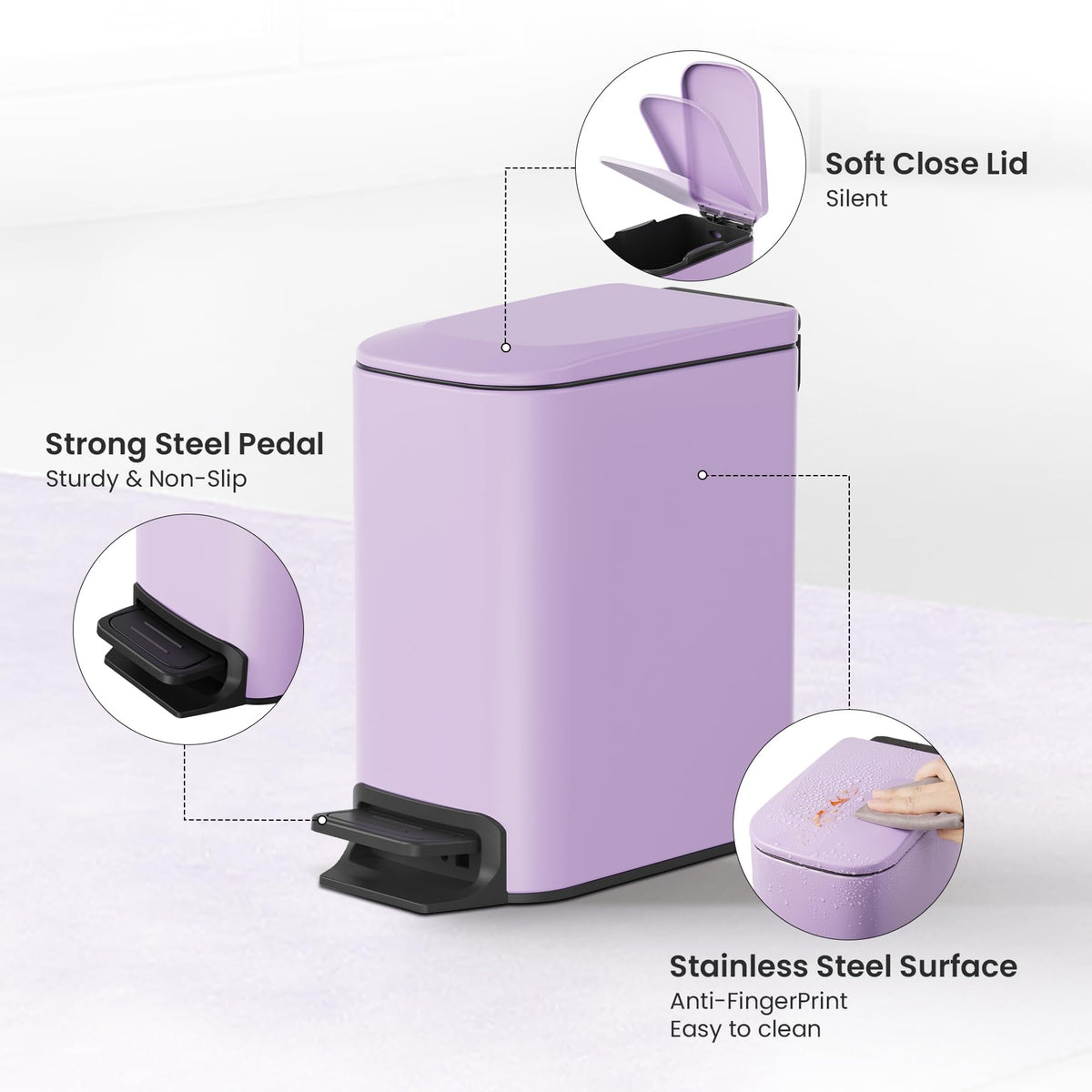 Cesun 6L removable inner bucket simplifies cleaning and waste disposal.