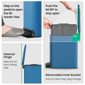 Anti-rust blue finish keeps Cesun trash can looking new daily