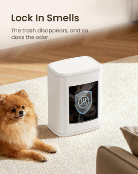 Cesun bathroom trash can placed on a counter for easy access.