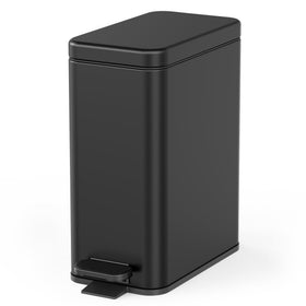 Cesun bathroom trash can with lid showing a slim profile for tight spaces in the bathroom.