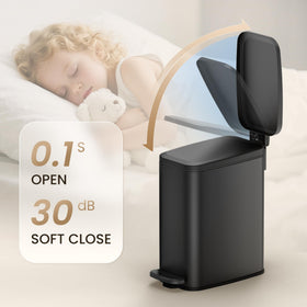 Cesun black slim trash can provides a clean, modern look in any room.