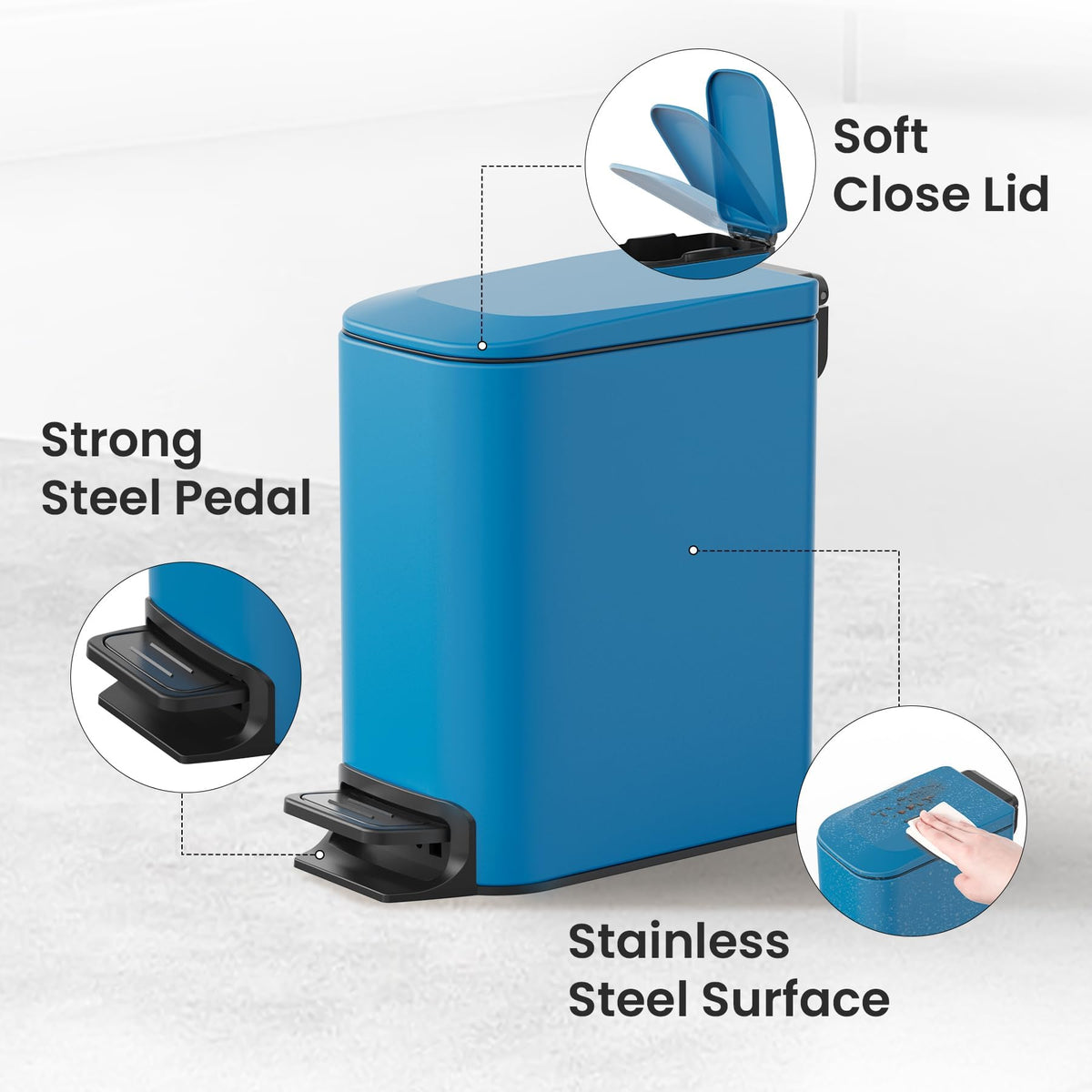Removable inner bucket from Cesun trash can for easy cleaning and bag changes