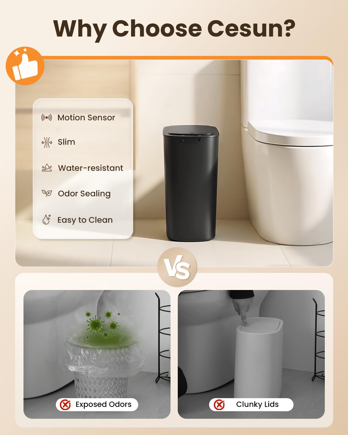 Cesun manual button for lid control when needed
