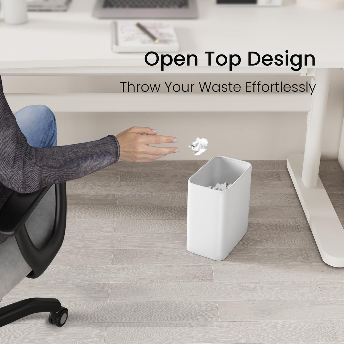 Cesun minimalist metal waste basket adds a modern touch to any room.