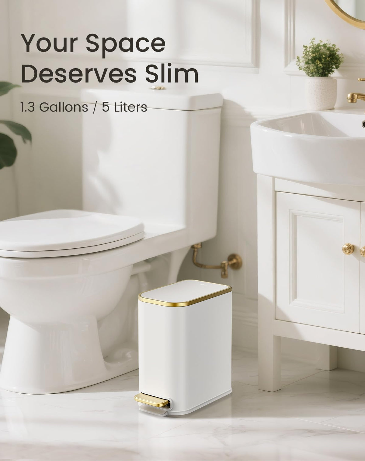 Cesun white and gold finish blends with modern decor for elegance
