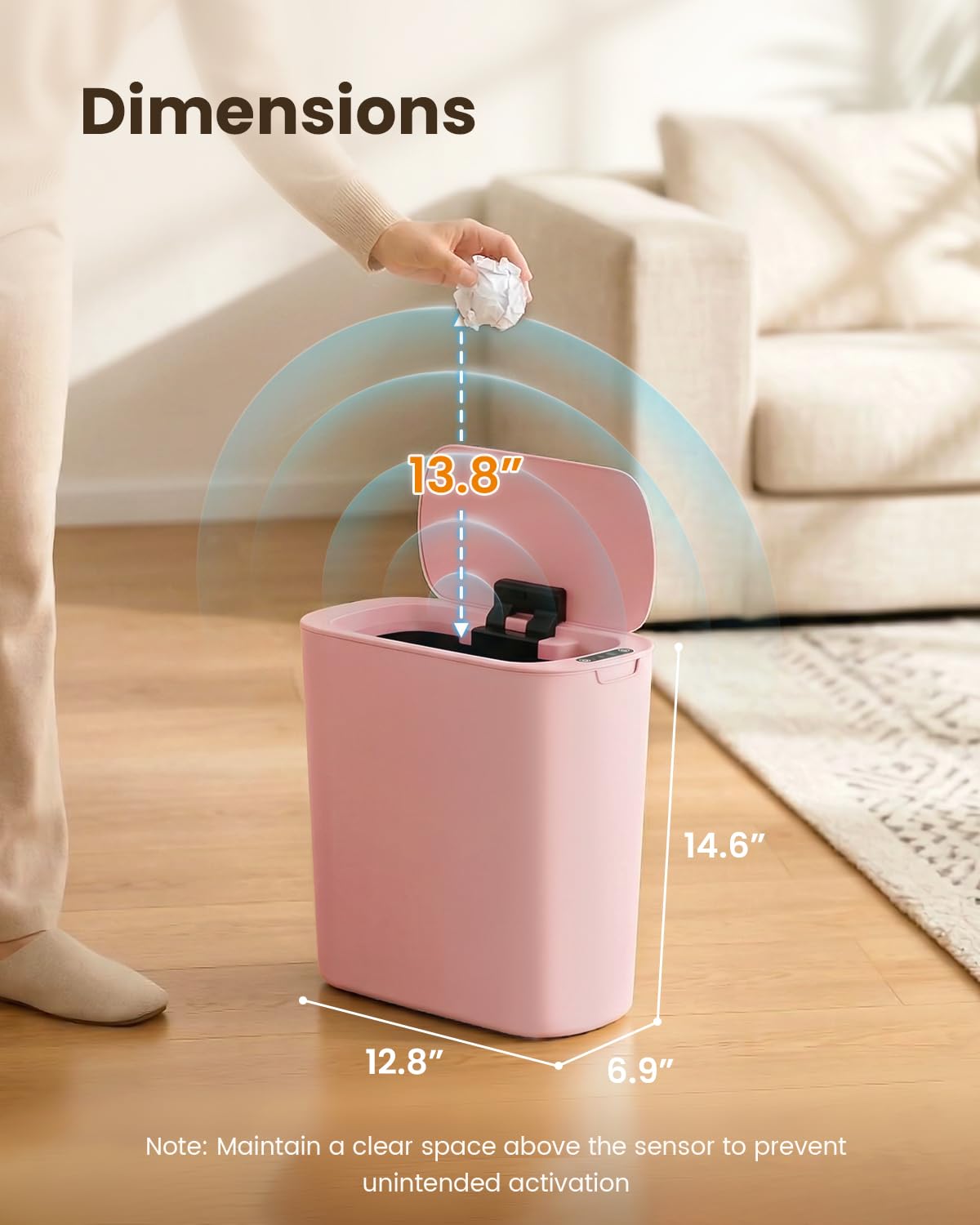 Cesun modern pink trash can fits into bedrooms, offices, and living areas.