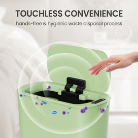 Cesun 5-gallon trash can with bag ring keeps bags neatly secured.