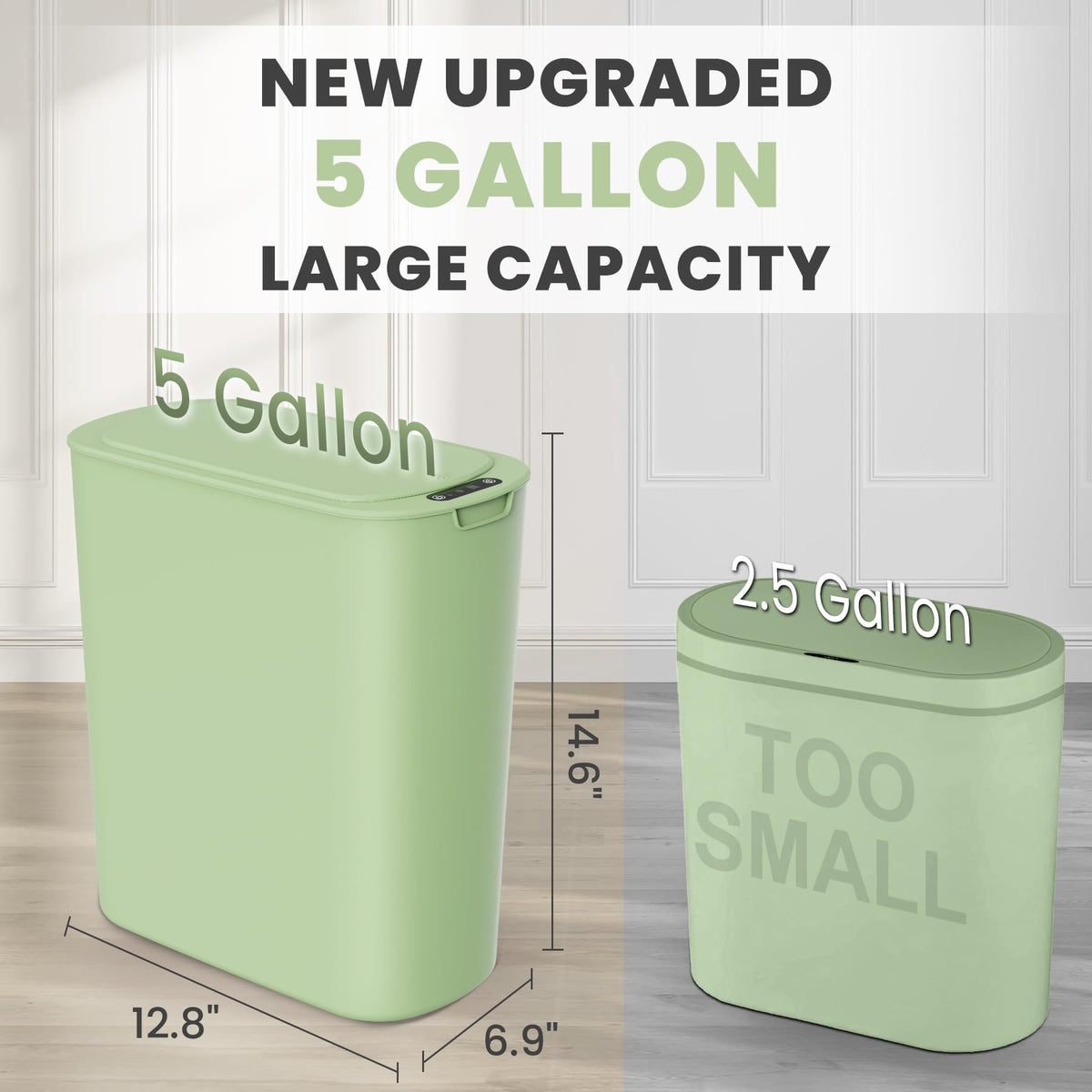 Cesun trash can lid open with motion sensor for hands-free use.