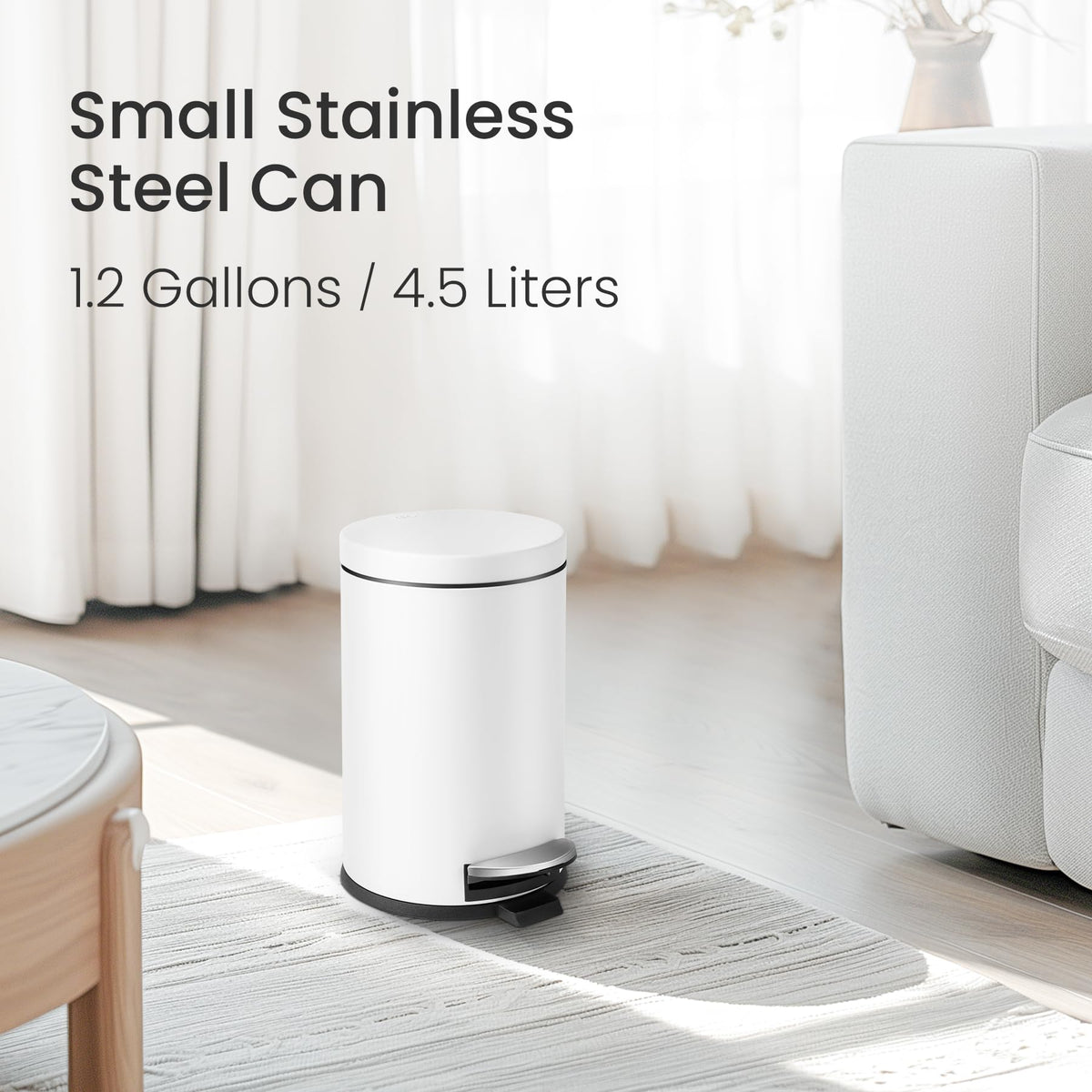 Cesun pedal trash can with soft close lid in white finish