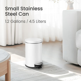 Cesun pedal trash can with soft close lid in white finish