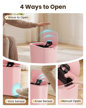 Cesun pink motion sensor trash can with 5-gallon capacity for bathrooms or small offices.