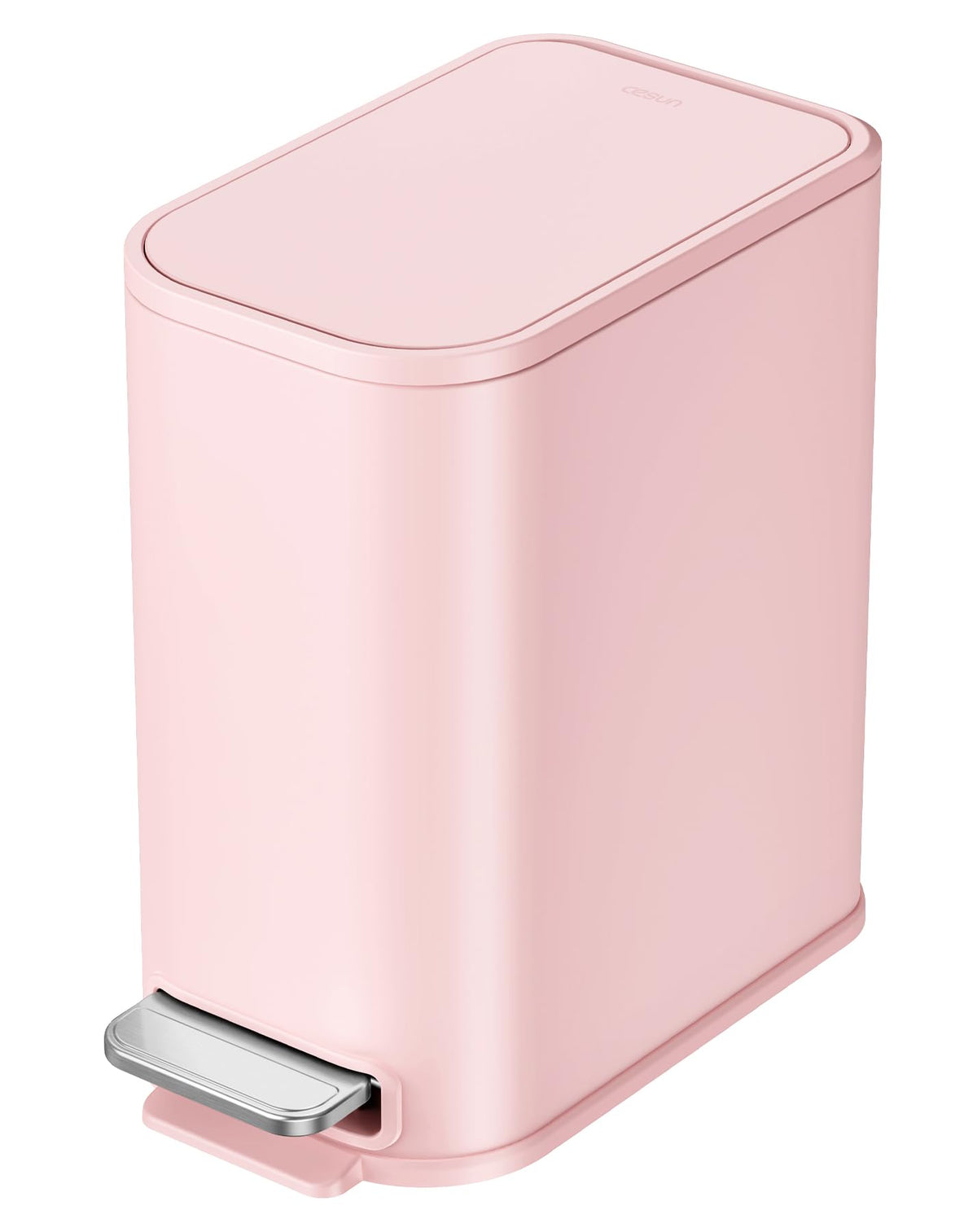 Cesun pink small bathroom trash can with soft-close lid for quiet use