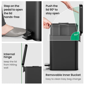 Cesun removable inner bucket makes quick, easy emptying and cleaning possible.