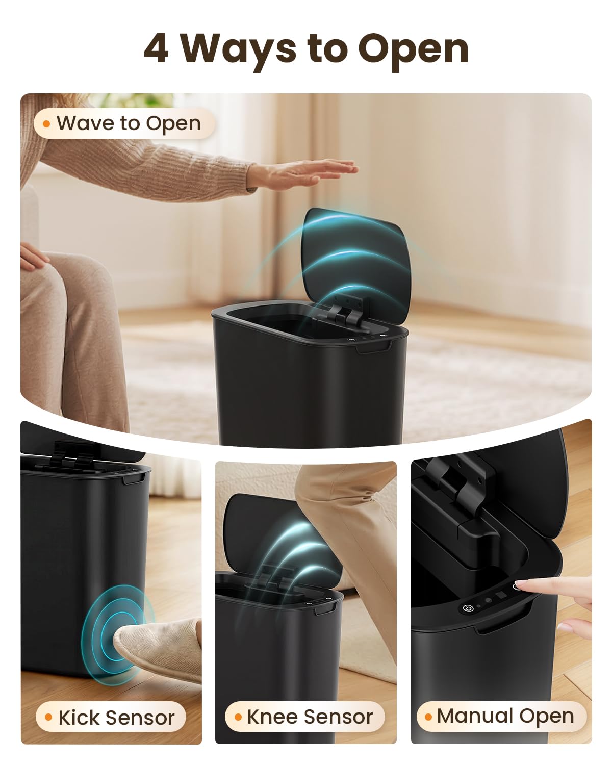 Cesun slim 5-gallon trash bin fits tight bathroom corners