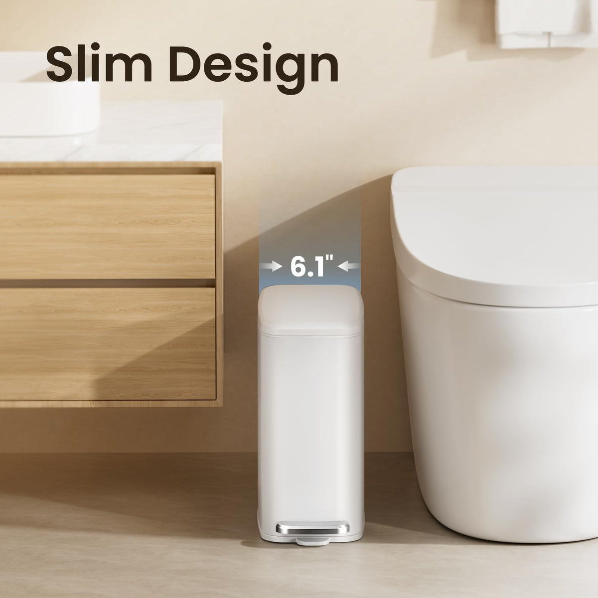 Cesun foot pedal operation ensures hands-free lid opening for cleaner disposal.