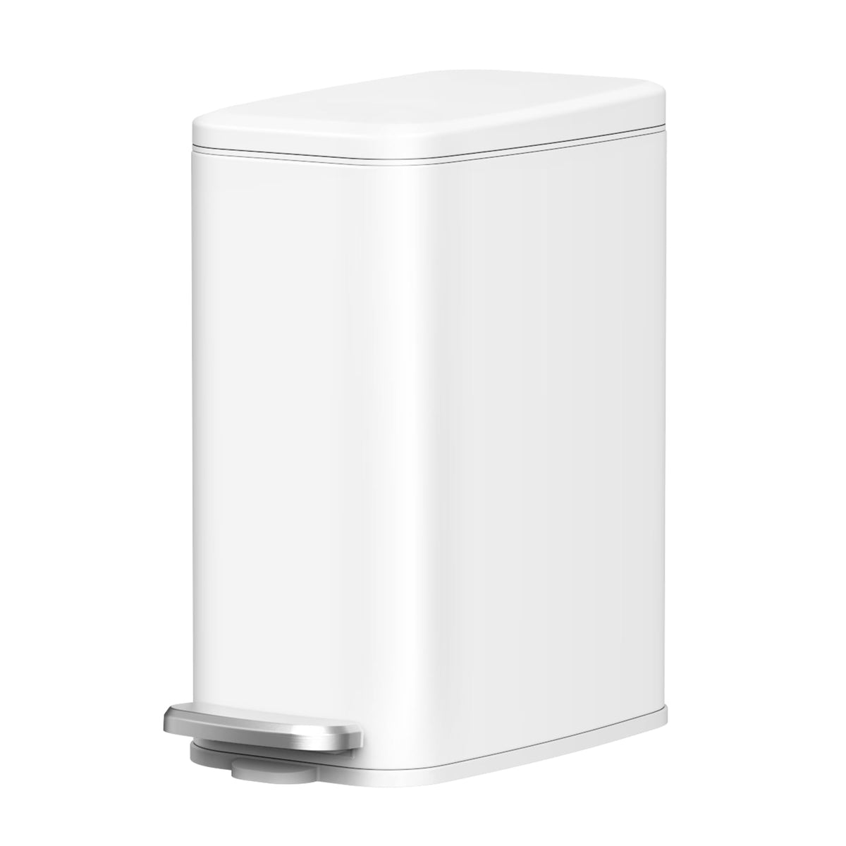 Cesun slim trash can with soft close lid in white, ideal for tight bathroom spaces.