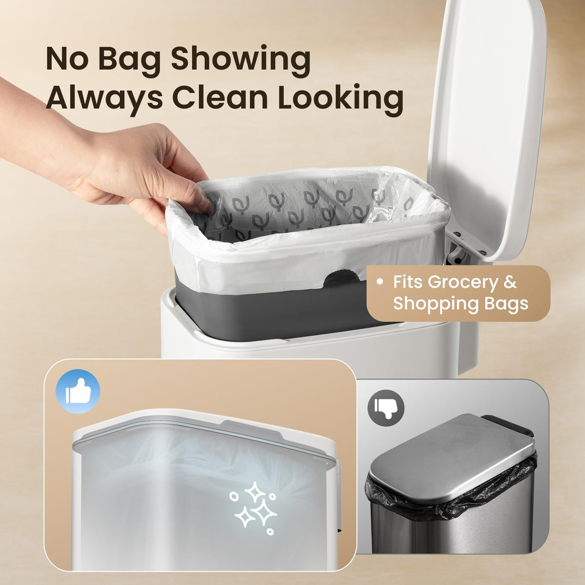 Removable inner bucket by Cesun simplifies emptying and washing routines.