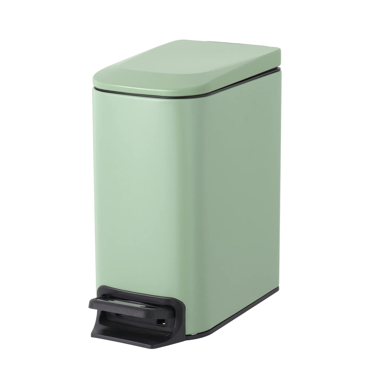 Cesun small bathroom trash can with lid soft close in matte green for quiet use