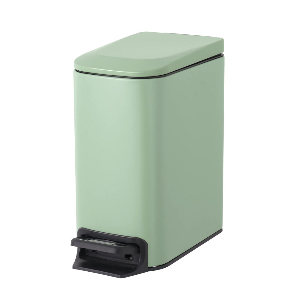 Cesun small bathroom trash can with lid soft close in matte green for quiet use