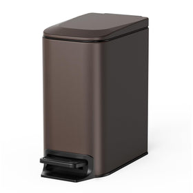 Cesun small bathroom trash can with lid demonstrates soft-close action for quiet use.