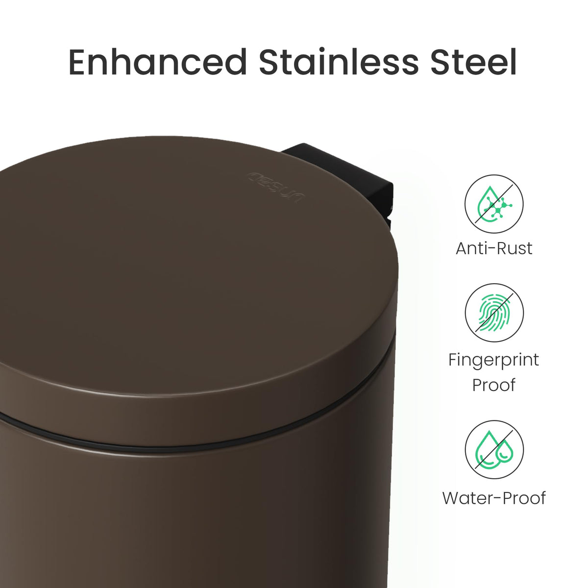 Cesun trash can with soft-close lid for peaceful disposal